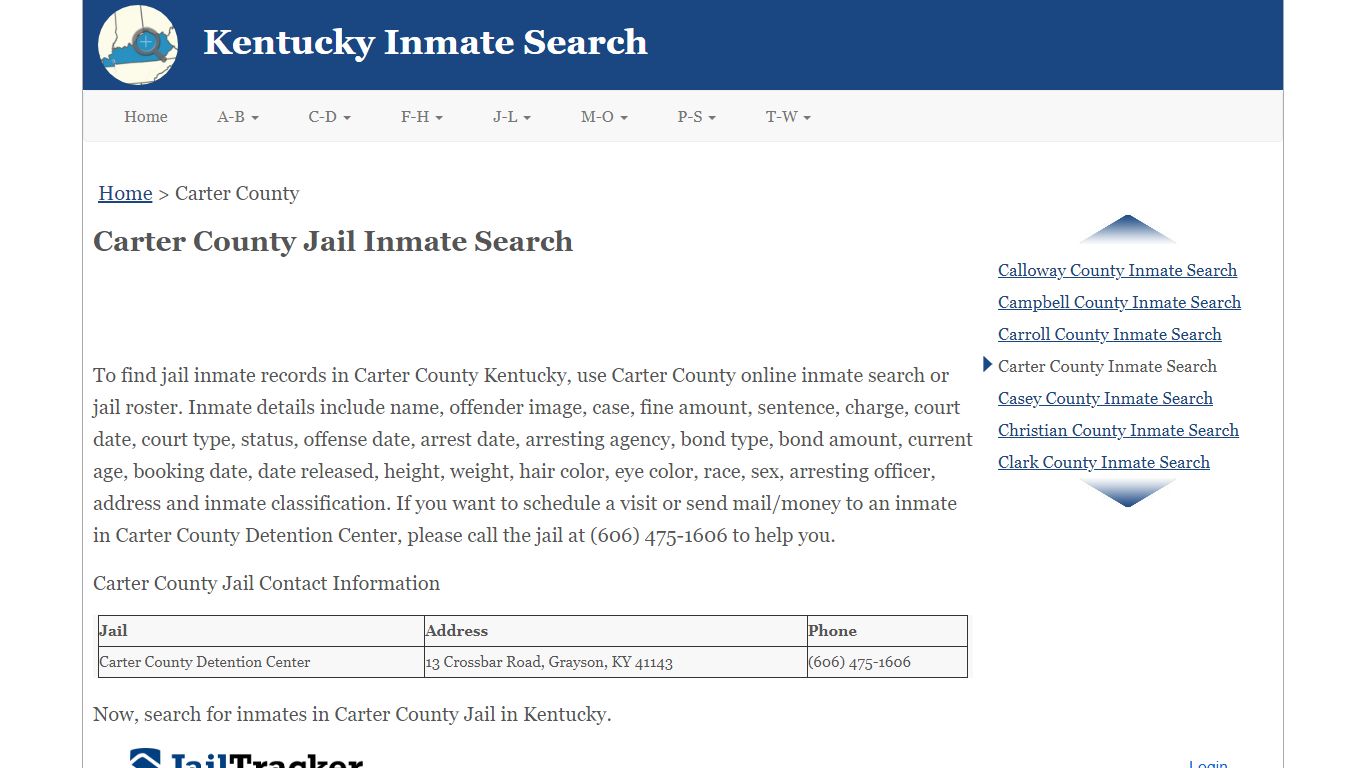 Carter County Jail Inmate Search